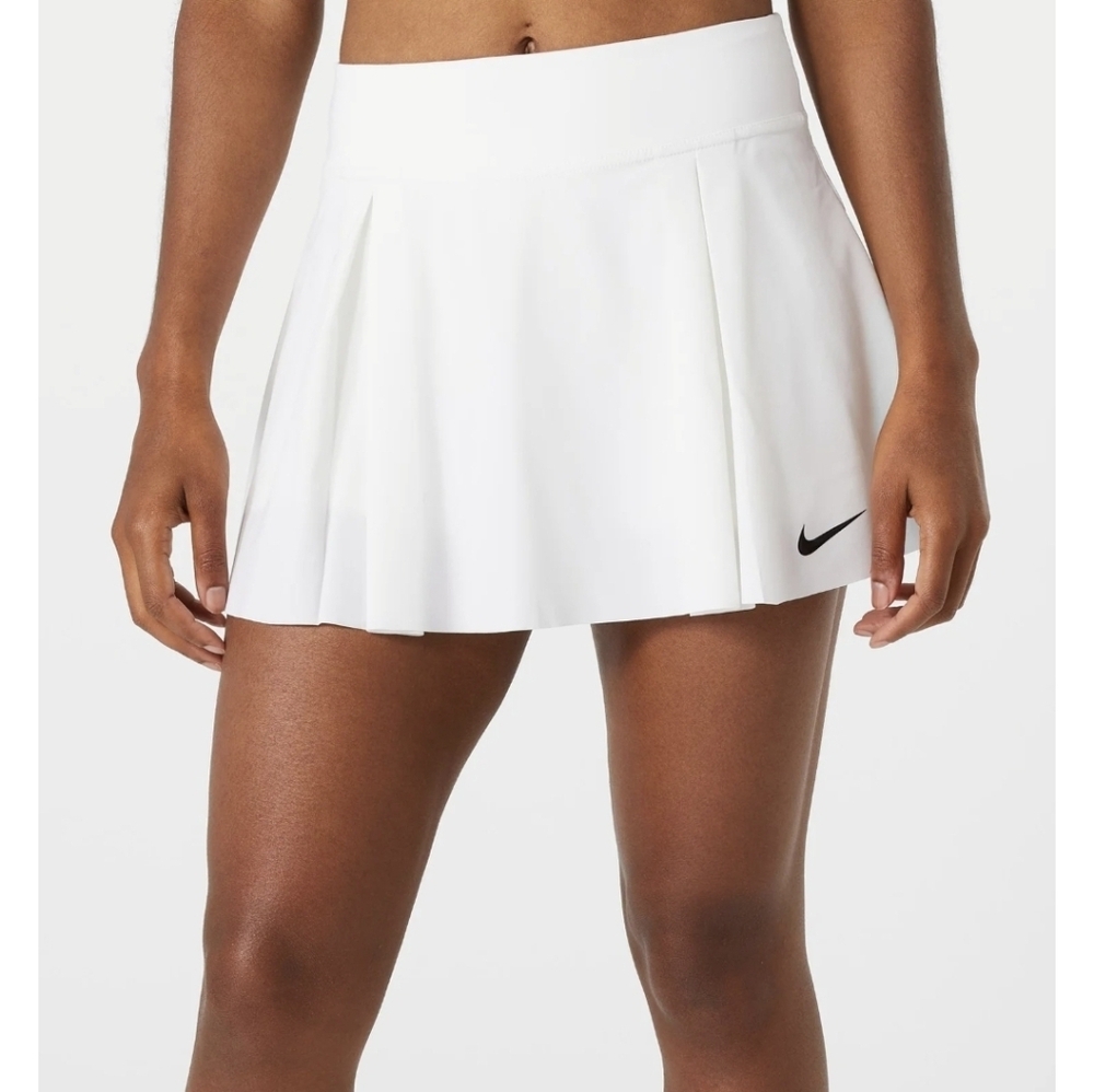 Nike White Pleated Mini Skirt with Black Swoosh